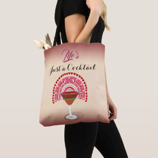 Life's Just a Cocktail Rainbow Hearts Tote Bag