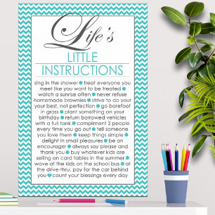 Life's Little Instructions Aqua Blue Poster