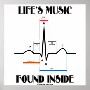 Life's Music Found Inside (ECG/EKG Heartbeat) Poster