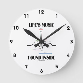 Life's Music Found Inside ECG/EKG Heartbeat Round Clock