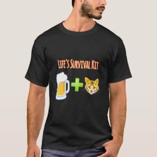 Life's Survival Kit Beer Plus Cats Design T-Shirt