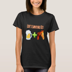 Life's Survival Kit Beer Plus Horses Design T-Shirt