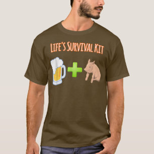 Life's Survival Kit Beer Plus Pigs Design T-Shirt