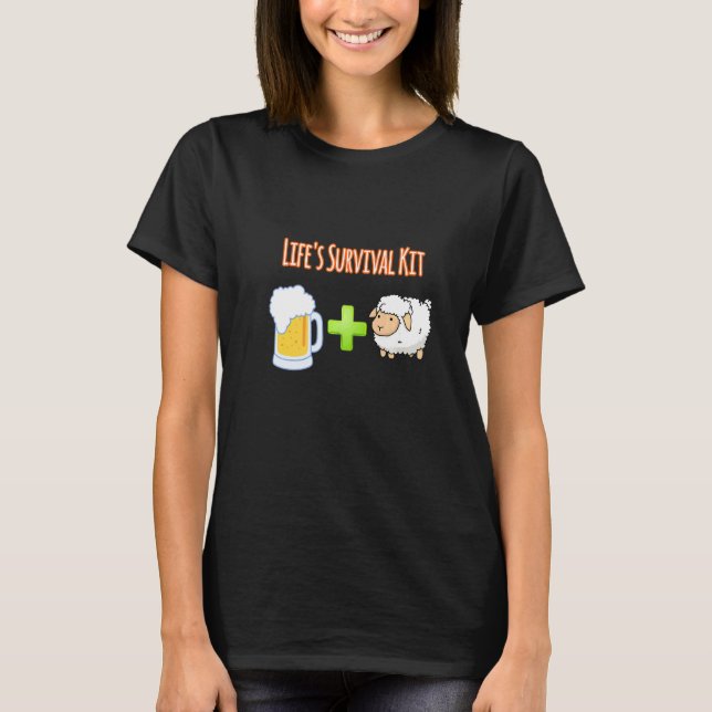 Life's Survival Kit Beer Plus Sheep T-Shirt (Front)
