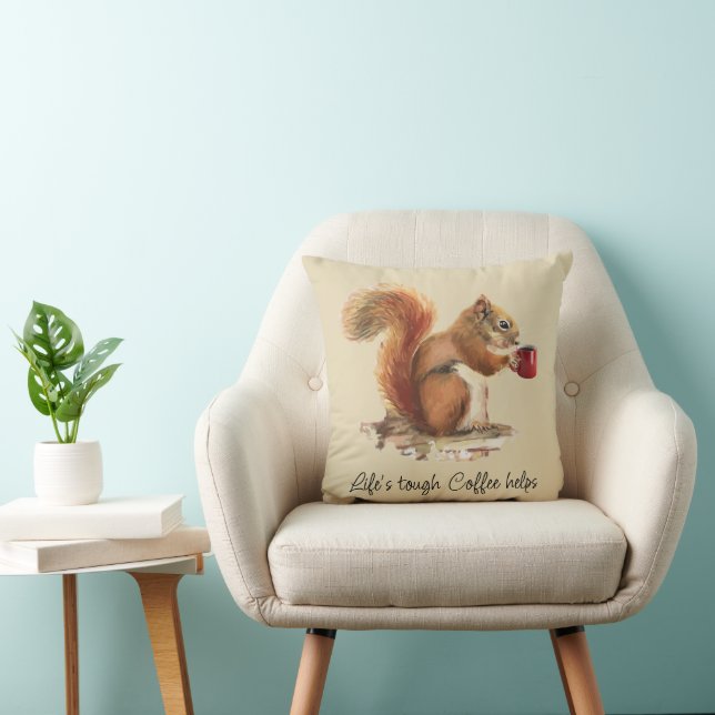 Life's Tough, Coffee Helps Stressed Squirrel  Cushion (Chair)