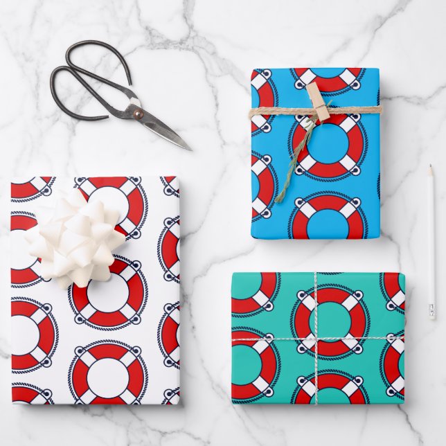 Lifesaver buoy life preserver pool Birthday party Wrapping Paper Sheet (Front)