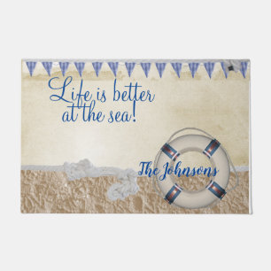 Lifesaver on the sand doormat