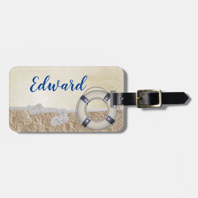 Lifesaver on the sand luggage tag (Front Horizontal)