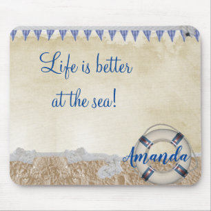 Lifesaver on the sand mouse mat