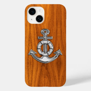 Lifesaver Steel Anchor on Teak Veneer Case-Mate iPhone 14 Case