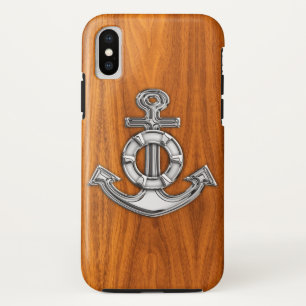Lifesaver Steel Anchor on Teak Veneer iPhone X Case