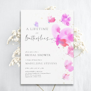 Lifetime Butterflies Bold Romantic Bridal Shower Invitation