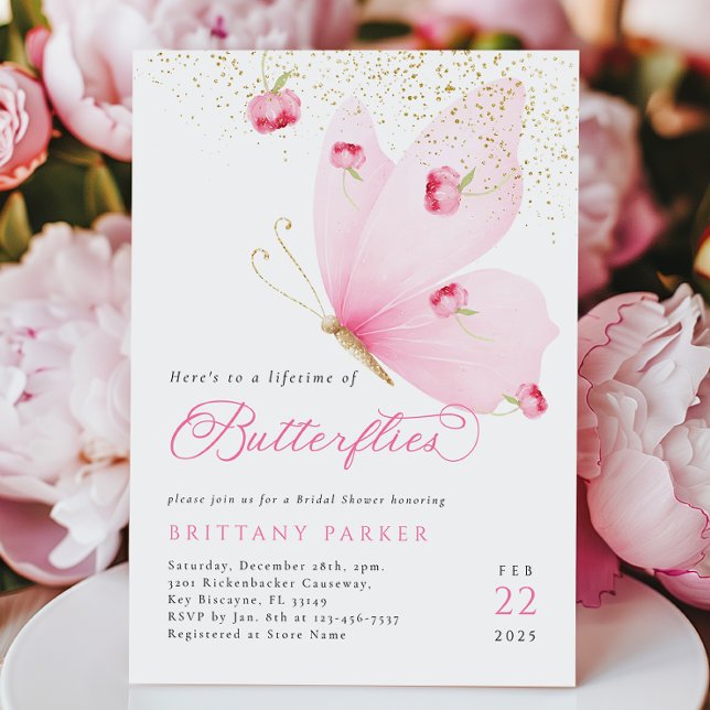 Lifetime Butterflies Bridal Shower Invitation (Creator Uploaded)
