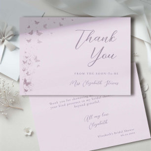 Lifetime Butterflies Lilac Silver Bridal Shower Thank You Card