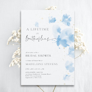 Lifetime Butterflies Romantic Blue Bridal Shower Invitation