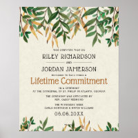 "Lifetime Commitment" Greenery Wedding Certificate