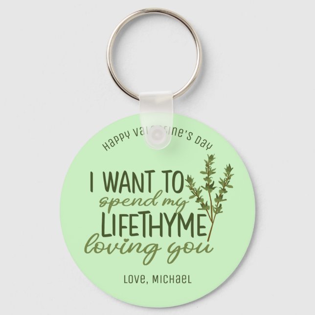 Lifetime Loving You Funny Pun Cute Valentine's Day Key Ring (Front)