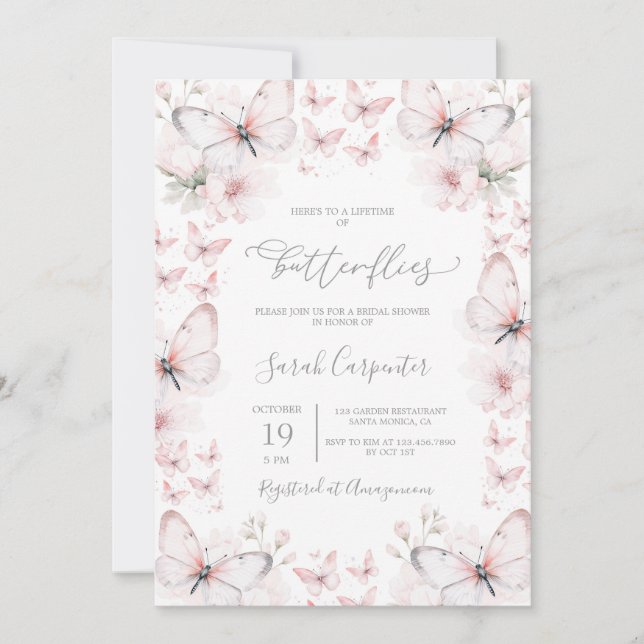Lifetime of Butterflies Bridal Shower Invitation (Front)