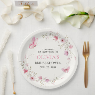 Lifetime of Butterflies Bridal Shower Paper Plate