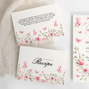 Lifetime of Butterflies  Bridal Shower Recipe  Enclosure Card