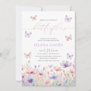 Lifetime of Butterflies Bridal Shower Wildflower Invitation