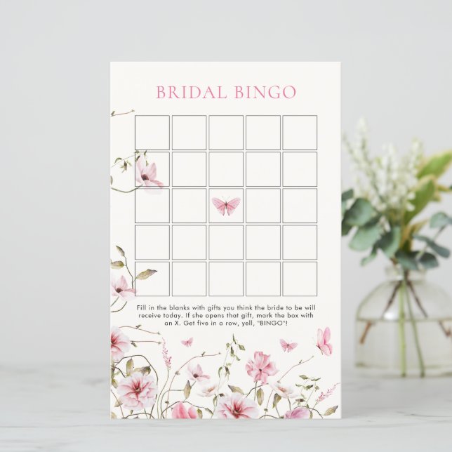 Lifetime of Butterflies Floral Bridal Bingo  (Standing Front)