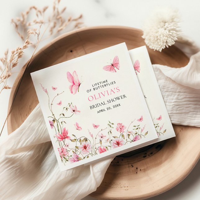 Lifetime of Butterflies Floral Bridal Shower Napkin (Creator Uploaded)