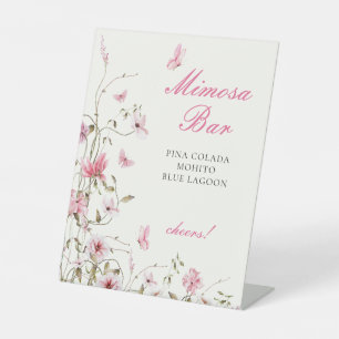 Lifetime of Butterflies Mimosa Bar Bridal Shower Pedestal Sign