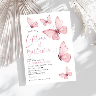 Lifetime of Butterflies Pink Bridal Shower Invitation