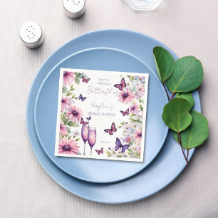 Lifetime of butterflies purple bridal shower napkin