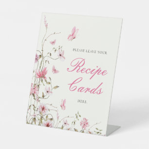 Lifetime of Butterflies Recipe Cards Bridal Shower Pedestal Sign