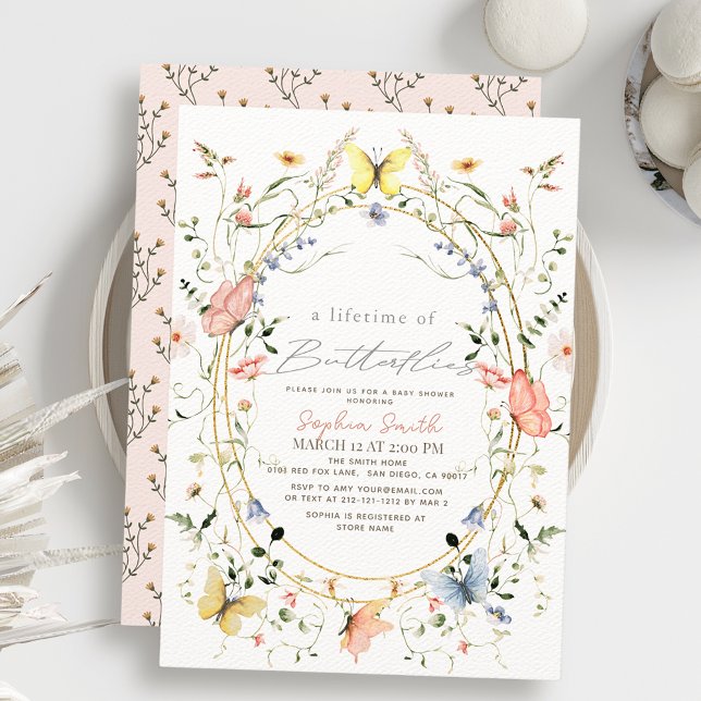 Lifetime of Butterflies Wildflower Baby Shower Invitation (Creator Uploaded)