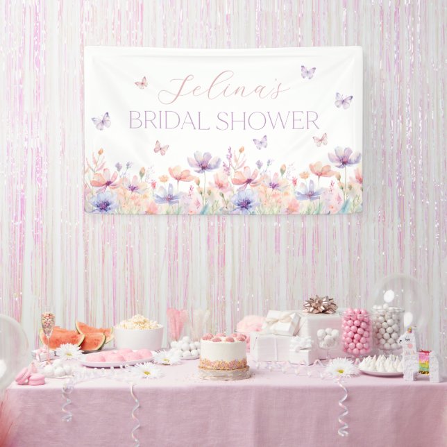 Lifetime of Butterflies Wildflower Bridal Shower Banner (Party)