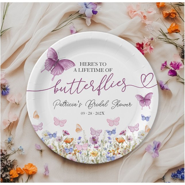 Lifetime of Butterflies Wildflower Bridal Shower  Paper Plate (Creator Uploaded)