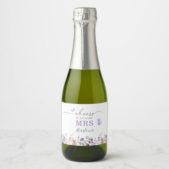 Lifetime of Butterflies Wildflower Bridal Shower Sparkling Wine Label (Front)
