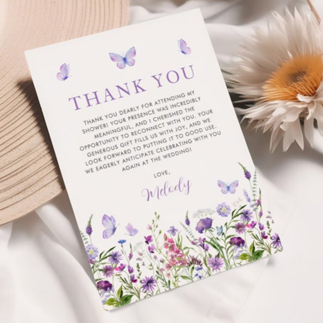 Lifetime of Butterflies Wildflower Bridal Shower Thank You Card (Lifetime of Butterflies Wildflower Bridal Shower Thank You Card)