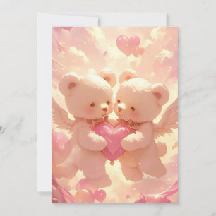 Lifetime Promise: Dreamy Teddy Bear Wedding Invita Invitation
