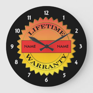 Lifetime Warranty Symbol Your Name Rd Wall Clock
