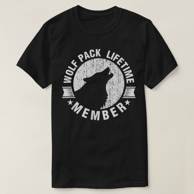 Lifetime Wolf Pack Member Distressed Howling T-Shirt (Design Front)