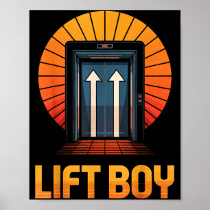 Lift Boy Retro Elevator Design Funny Vintage Style Poster