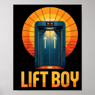 Lift Boy Retro Elevator Design Funny Vintage Style Poster
