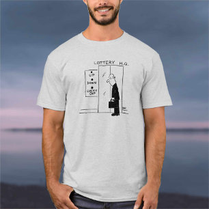 Lift Buttons at Lottery H.Q. Cartoon T-Shirt