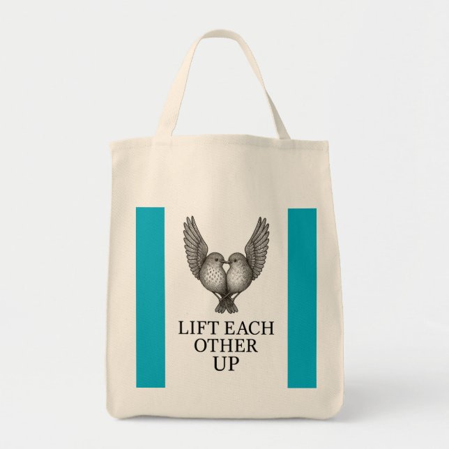 "Lift Each Other Up" Birds. Tote Bag (Front)
