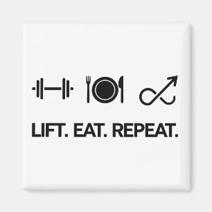 Lift. Eat. Repeat. - Motivational Fitness Design Magnet