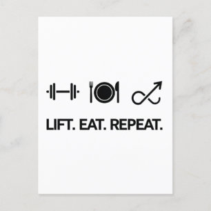 Lift. Eat. Repeat. - Motivational Fitness Design Postcard