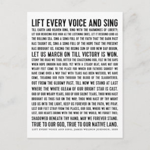 Lift Every Voice and Sing Black History Poem Postcard
