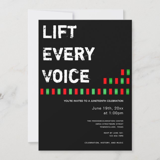 Lift Every Voice Juneteenth Red Black Green Invitation (Front)