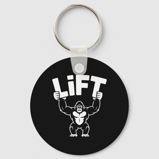 Lift Gorilla Word Art - Bodybuilding  Key Ring (Front)