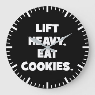Lift Heavy, Eat Cookies - Funny - Novelty Workout Large Clock