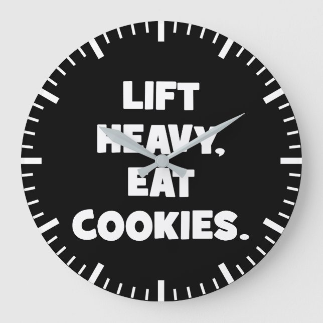 Lift Heavy, Eat Cookies - Funny - Novelty Workout Large Clock (Front)